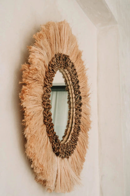 Espelho Mowgli com Moldura em Rattan Natural — 60 × 70 cm