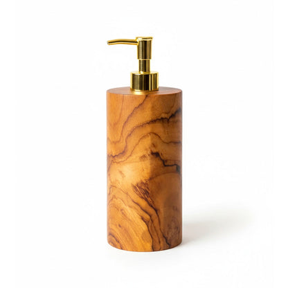 Dispensador de Sabão em Madeira Natural — 20 cm