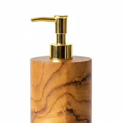 Dispensador de Sabão em Madeira Natural — 20 cm