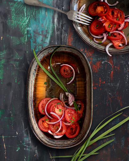 Comporta Oval Crackle Glaze Stoneware Bowl, Multicolour — 25 × 16 cm