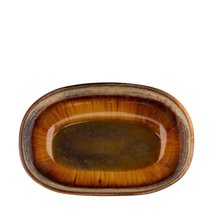 Comporta Oval Crackle Glaze Stoneware Bowl, Multicolour — 25 × 16 cm