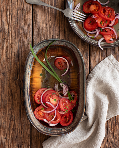 Comporta Oval Crackle Glaze Stoneware Bowl, Multicolour — 25 × 16 cm