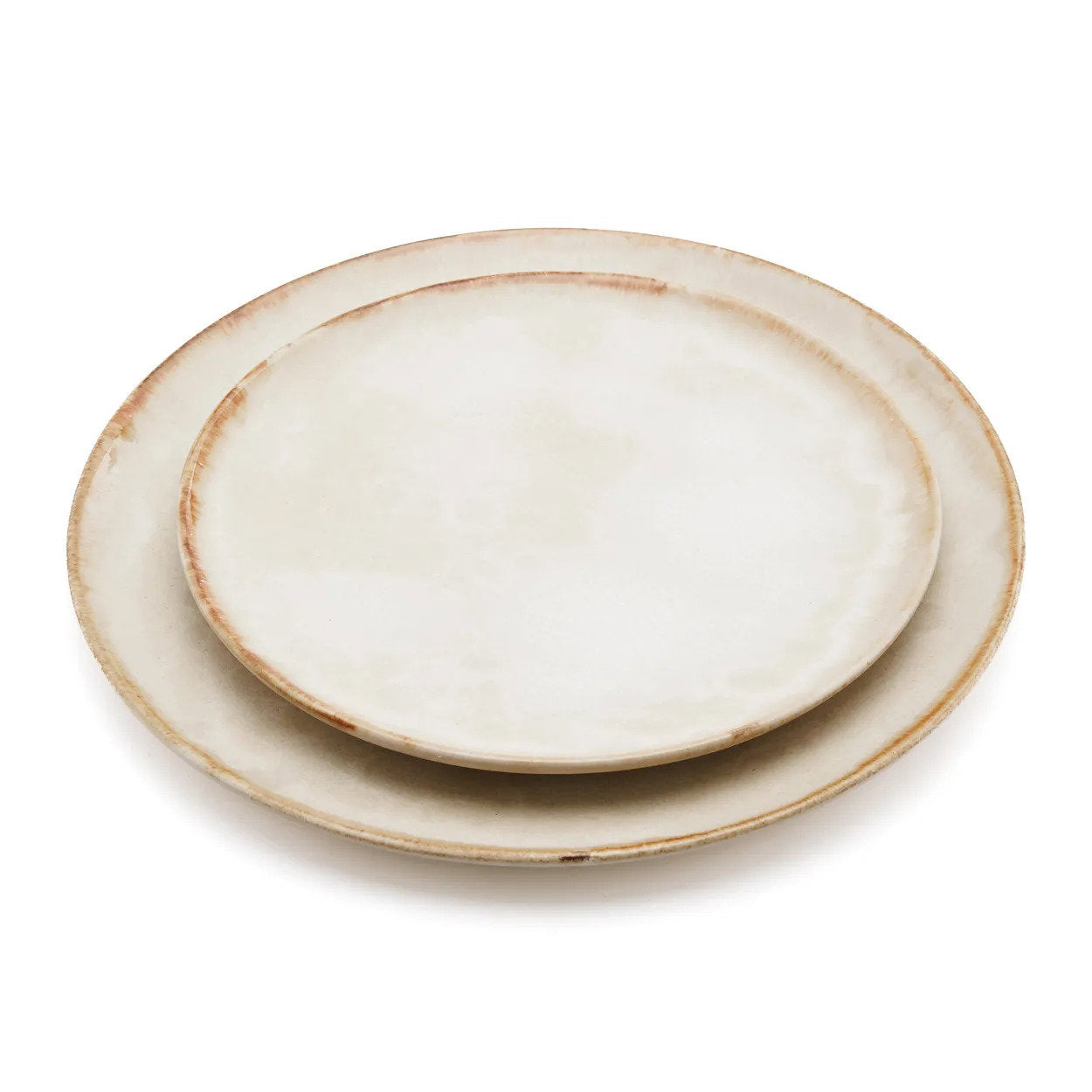 Pack de 6 Pratos de Jantar Cascais em Grés com Aro Caramelo — Ø 28 cm