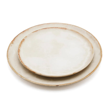 Pack de 6 Pratos de Jantar Cascais em Grés com Aro Caramelo — Ø 28 cm