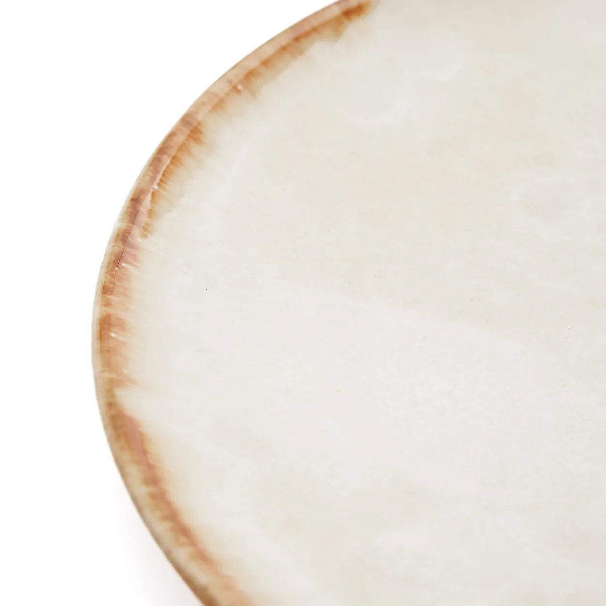 Pack de 6 Pratos de Jantar Cascais em Grés com Aro Caramelo — Ø 28 cm