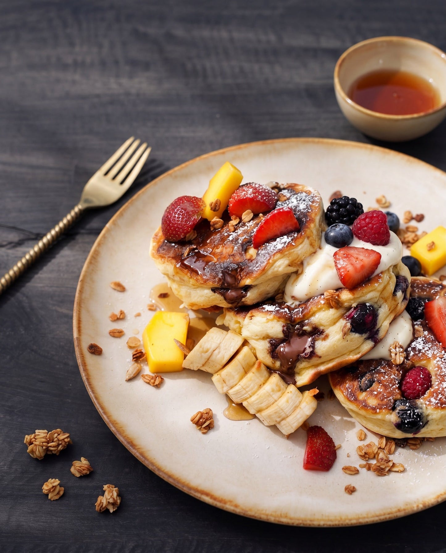 Pack de 6 Pratos de Salada Cascais em Grés com Aro Caramelo — Ø 22 cm