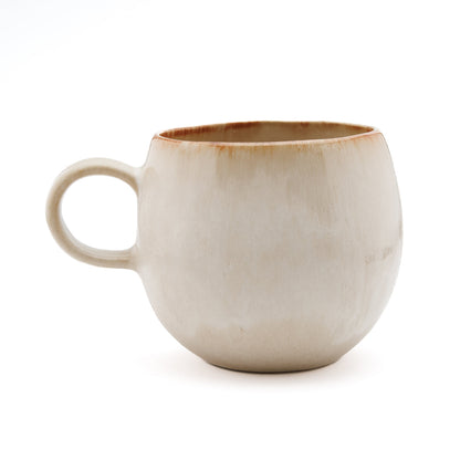 Cascais Stoneware Mug with Caramel Rim — L