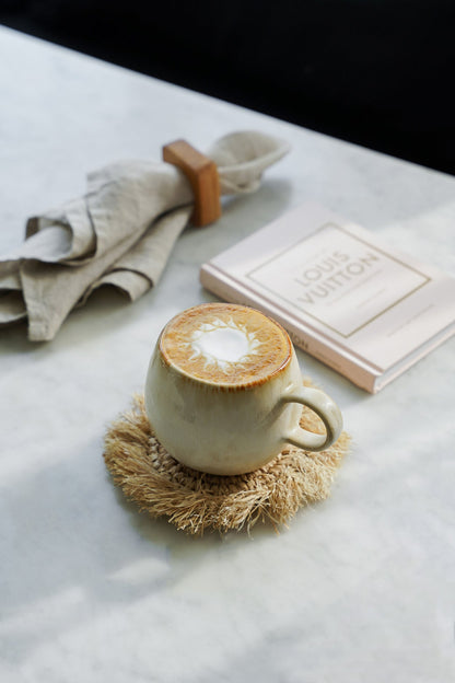 Cascais Stoneware Mug with Caramel Rim — L