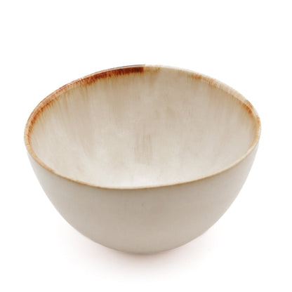 Pack de 4 Tigelas Cascais em Grés com Aro Caramelo — Ø 12 × 6 cm