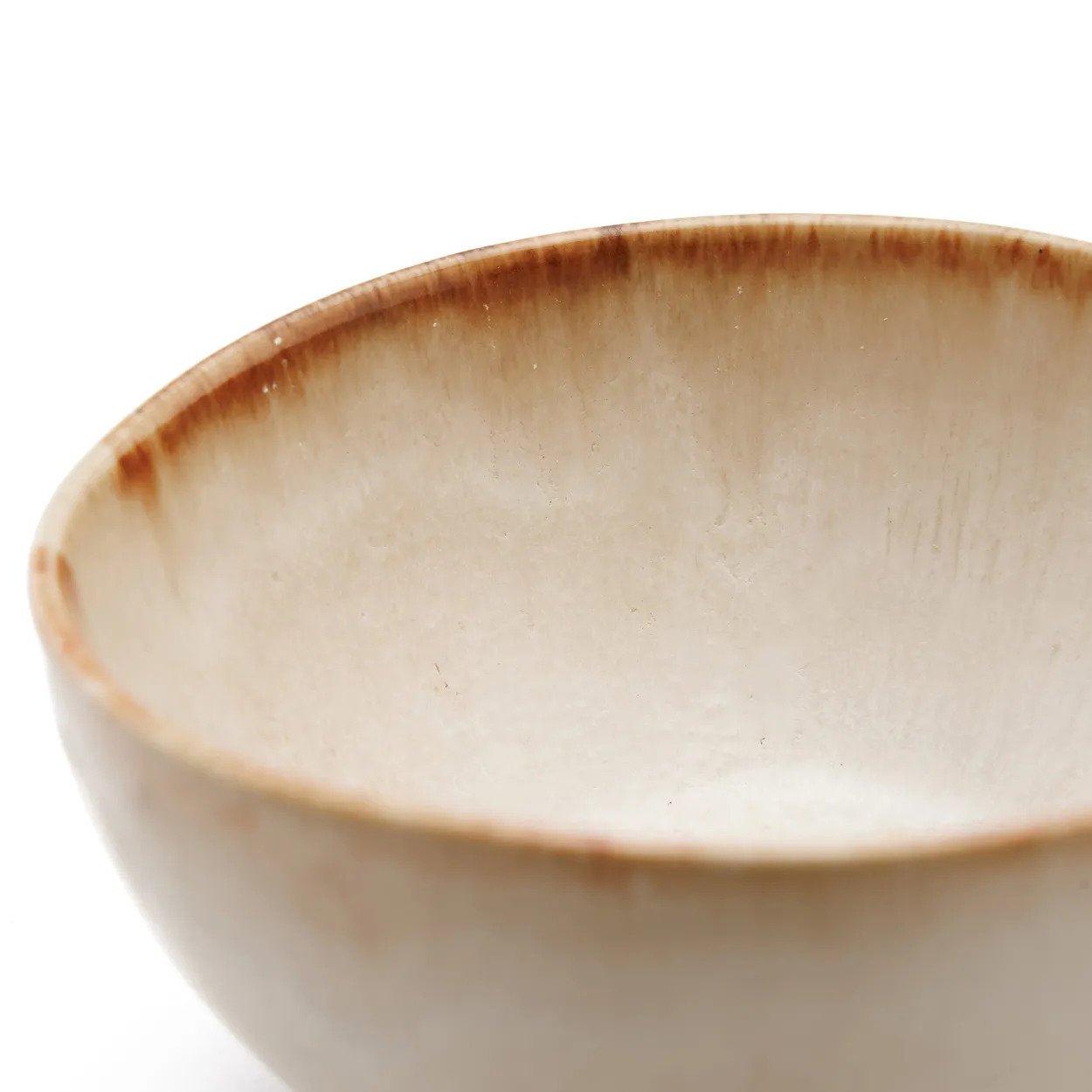 Pack de 4 Tigelas Pequenas Cascais em Grés com Aro Caramelo — Ø 11 × 5 cm