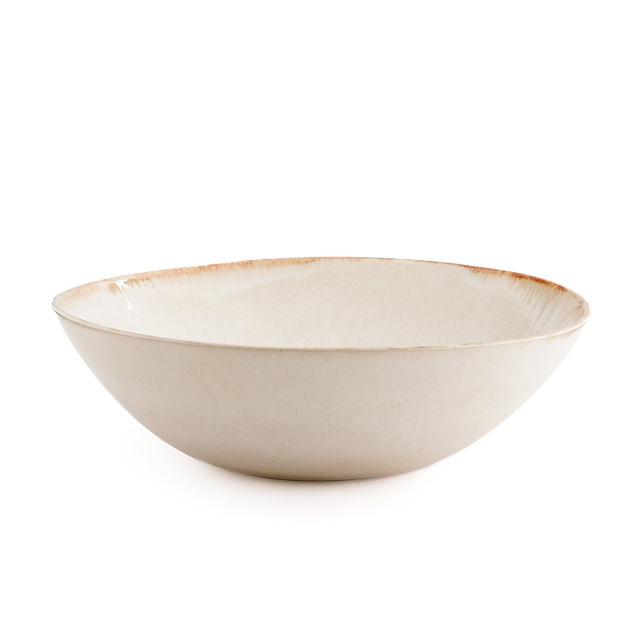 Taça de Servir Cascais em Grés com Aro Caramelo — Ø 27 × 10 cm