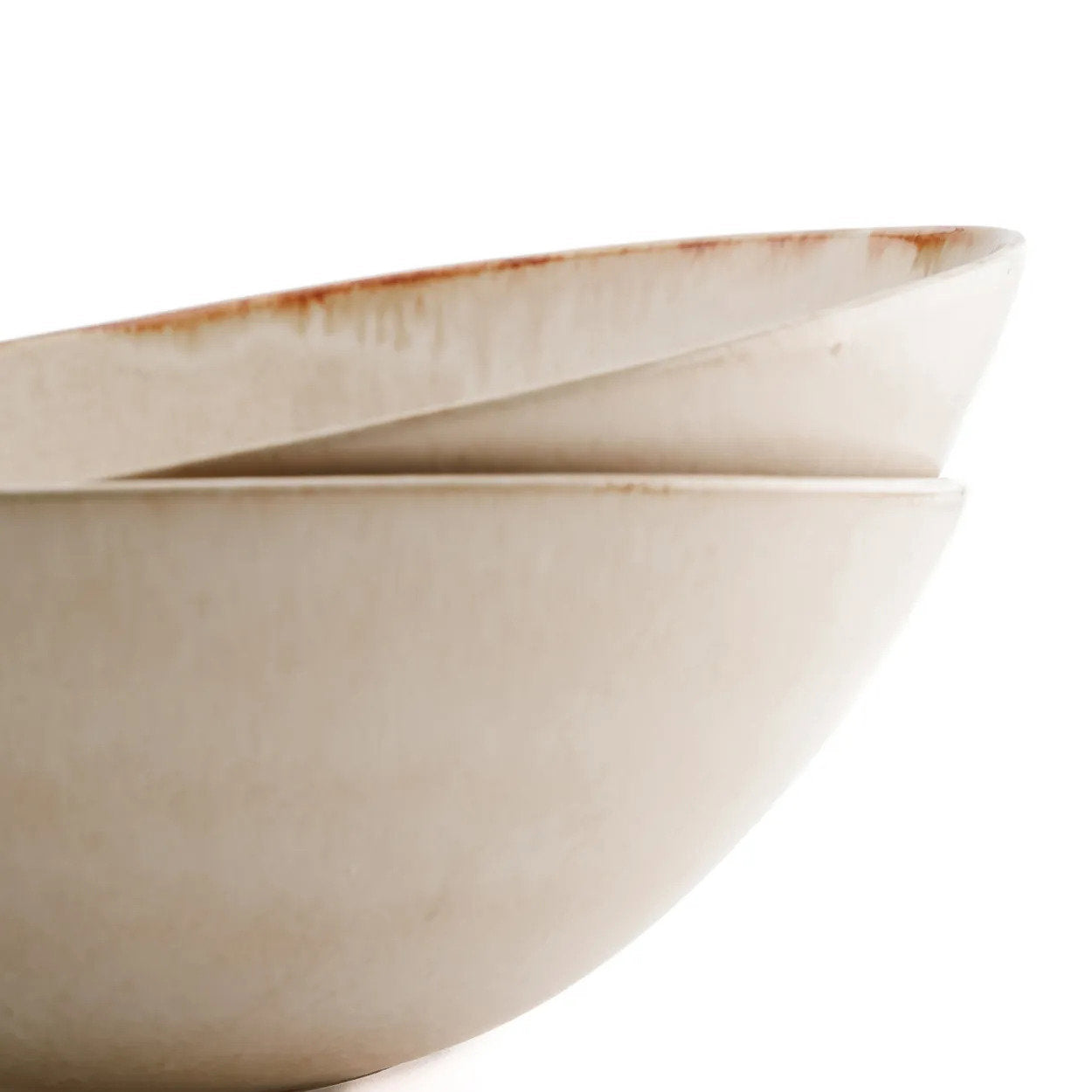 Taça de Servir Cascais em Grés com Aro Caramelo — Ø 27 × 10 cm