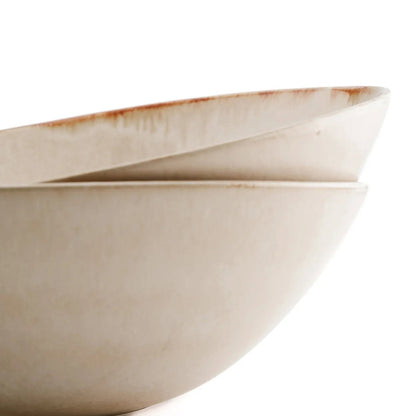 Taça de Servir Cascais em Grés com Aro Caramelo — Ø 27 × 10 cm