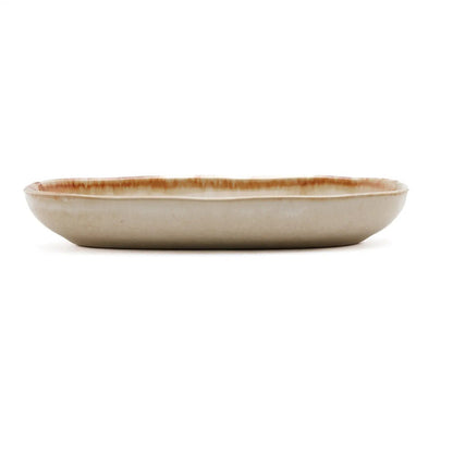 Cascais Small Oval Stoneware Dish with Caramel Rim — 16 × 7 cm