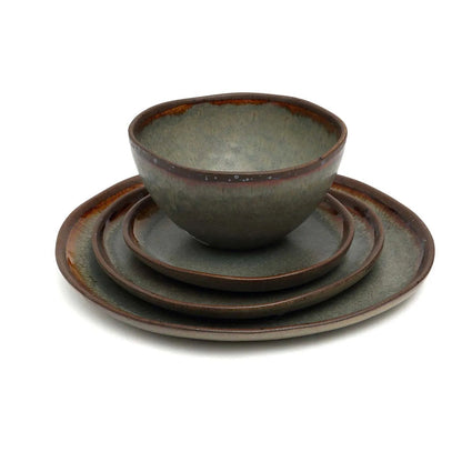 Cuenco de Cereales Côa de Gres Verde Musgo — Ø 15 × 8 cm