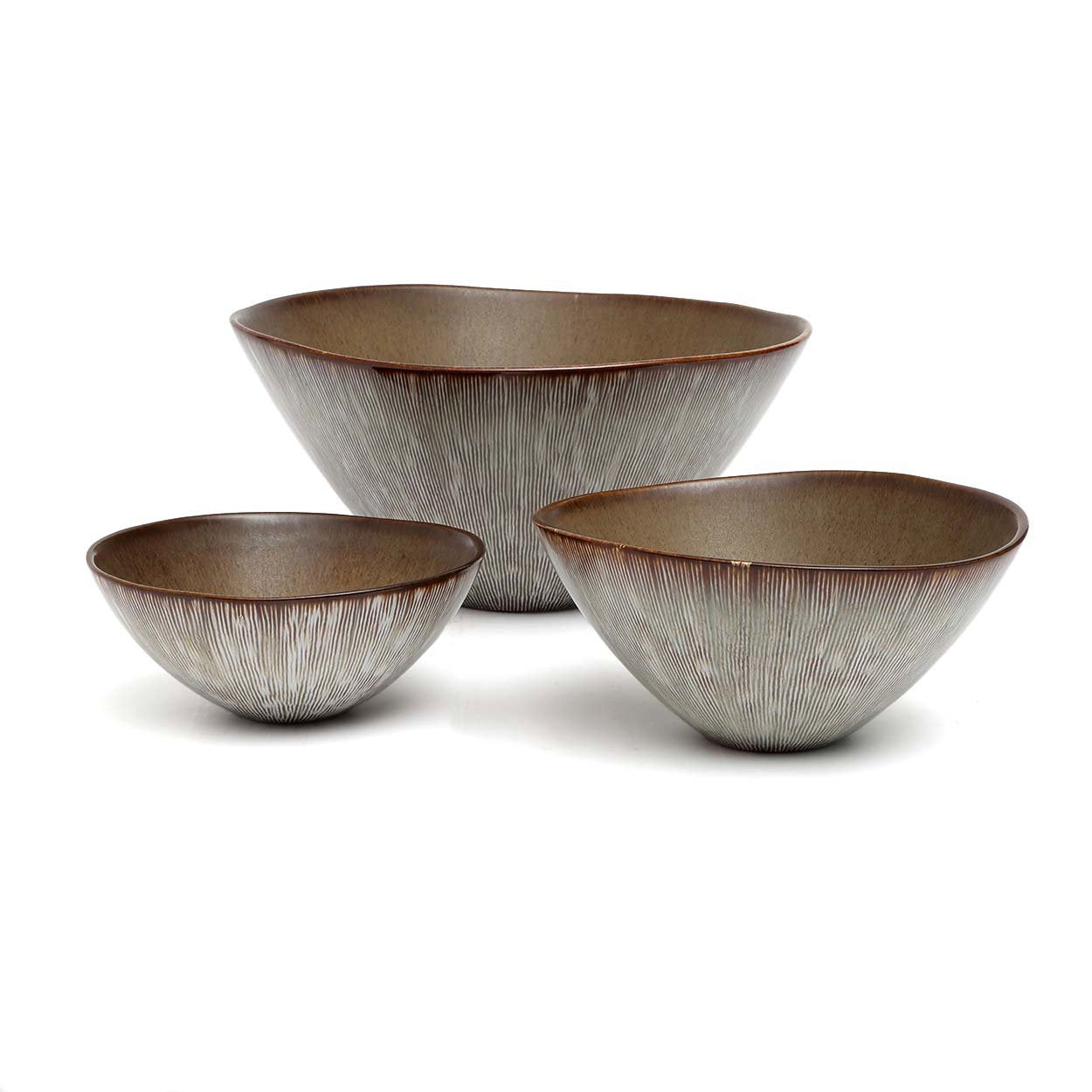 Taça de Servir Peniche em Grés Estriado — 19 × 19 × 8,5 cm