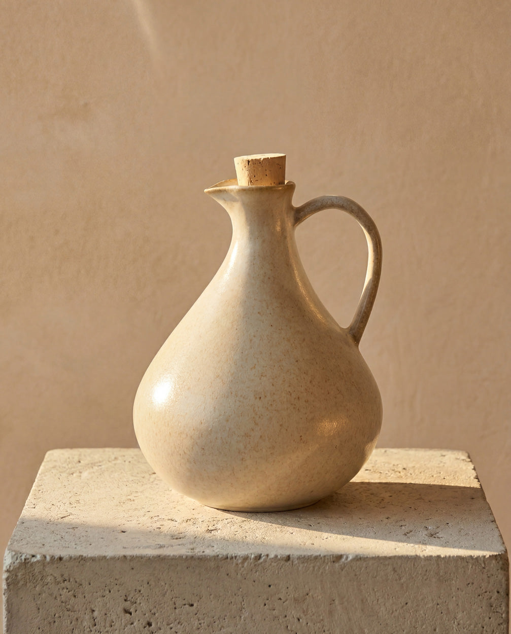 White Stoneware Olive Oil Bottle No. 80 — 16.5 cm