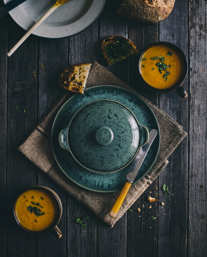 Pack de 6 Pratos de Jantar Aqua em Grés Azul-Água — Ø 28 cm