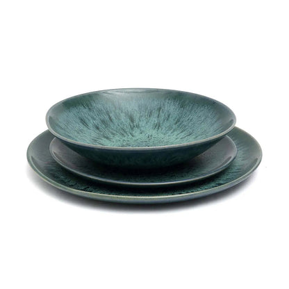 Pack de 6 Pratos de Jantar Aqua em Grés Azul-Água — Ø 28 cm