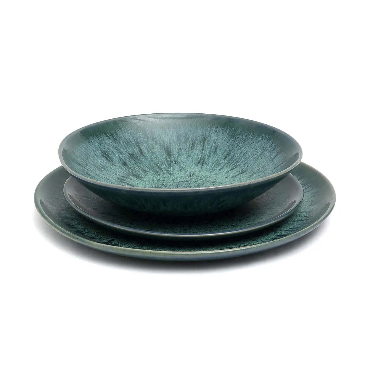 Pack de 6 Pratos de Salada Aqua em Grés Azul-Água — Ø 22 cm