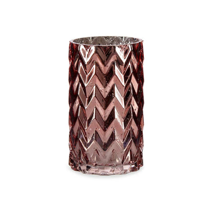 Vase Gift Decor Pink Crystal Ear (of wheat) Engraving 11,3 x 19,5 x 11,3 cm (6 Units)-2
