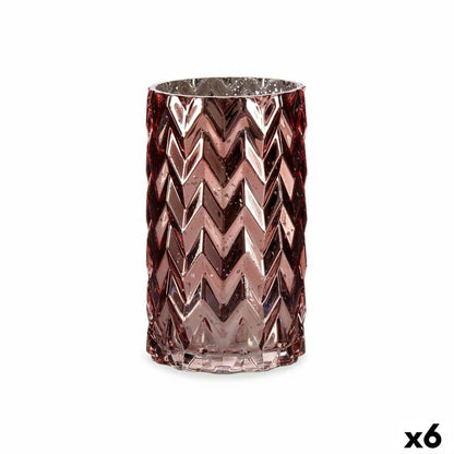 Vase Gift Decor Pink Crystal Ear (of wheat) Engraving 11,3 x 19,5 x 11,3 cm (6 Units)-0