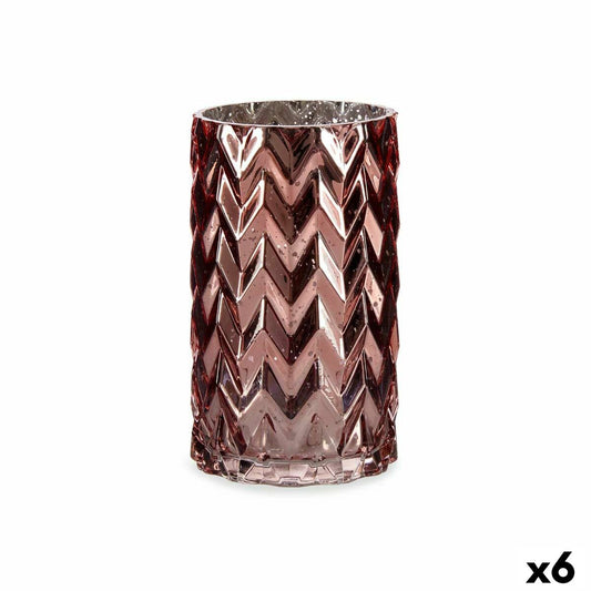 Vase Gift Decor Pink Crystal Ear (of wheat) Engraving 11,3 x 19,5 x 11,3 cm (6 Units)-0