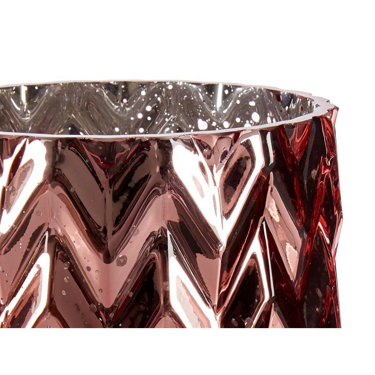 Vase Gift Decor Pink Crystal Ear (of wheat) Engraving 11,3 x 19,5 x 11,3 cm (6 Units)-1