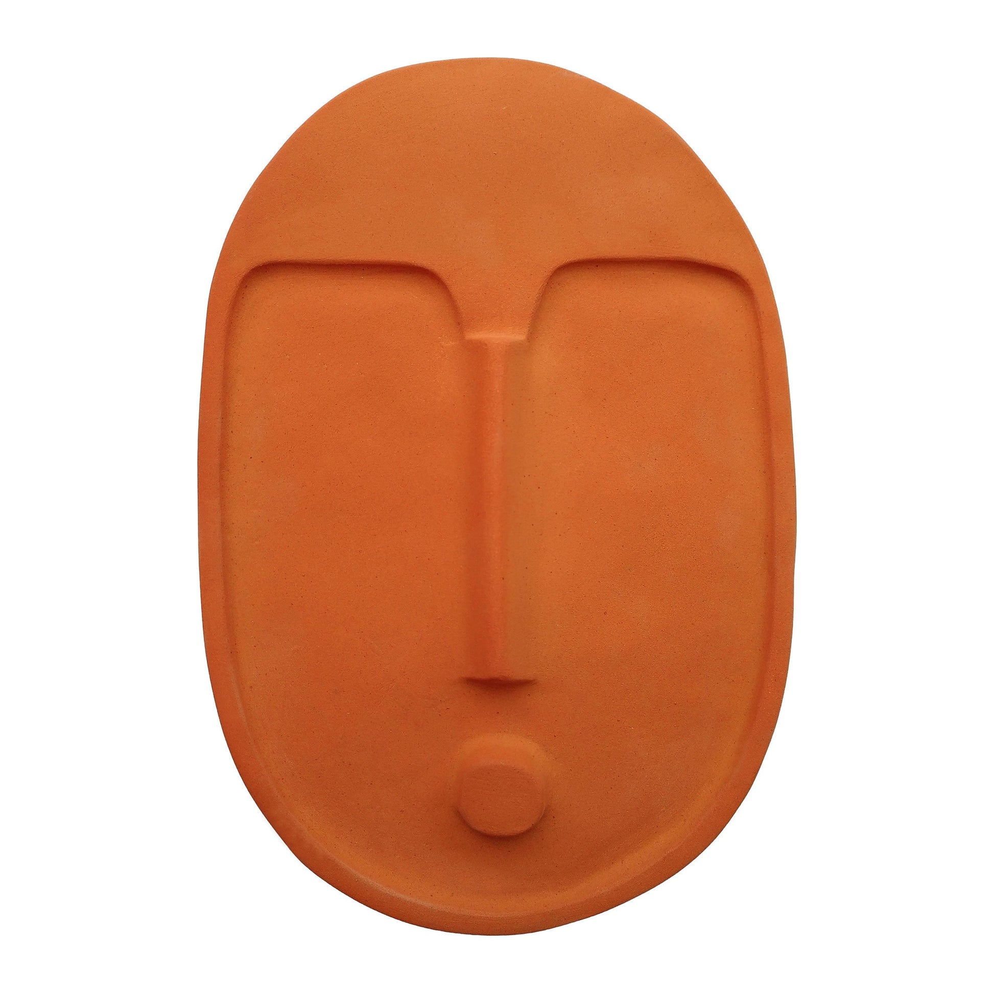 Máscara cerâmica terracota — vista frontal