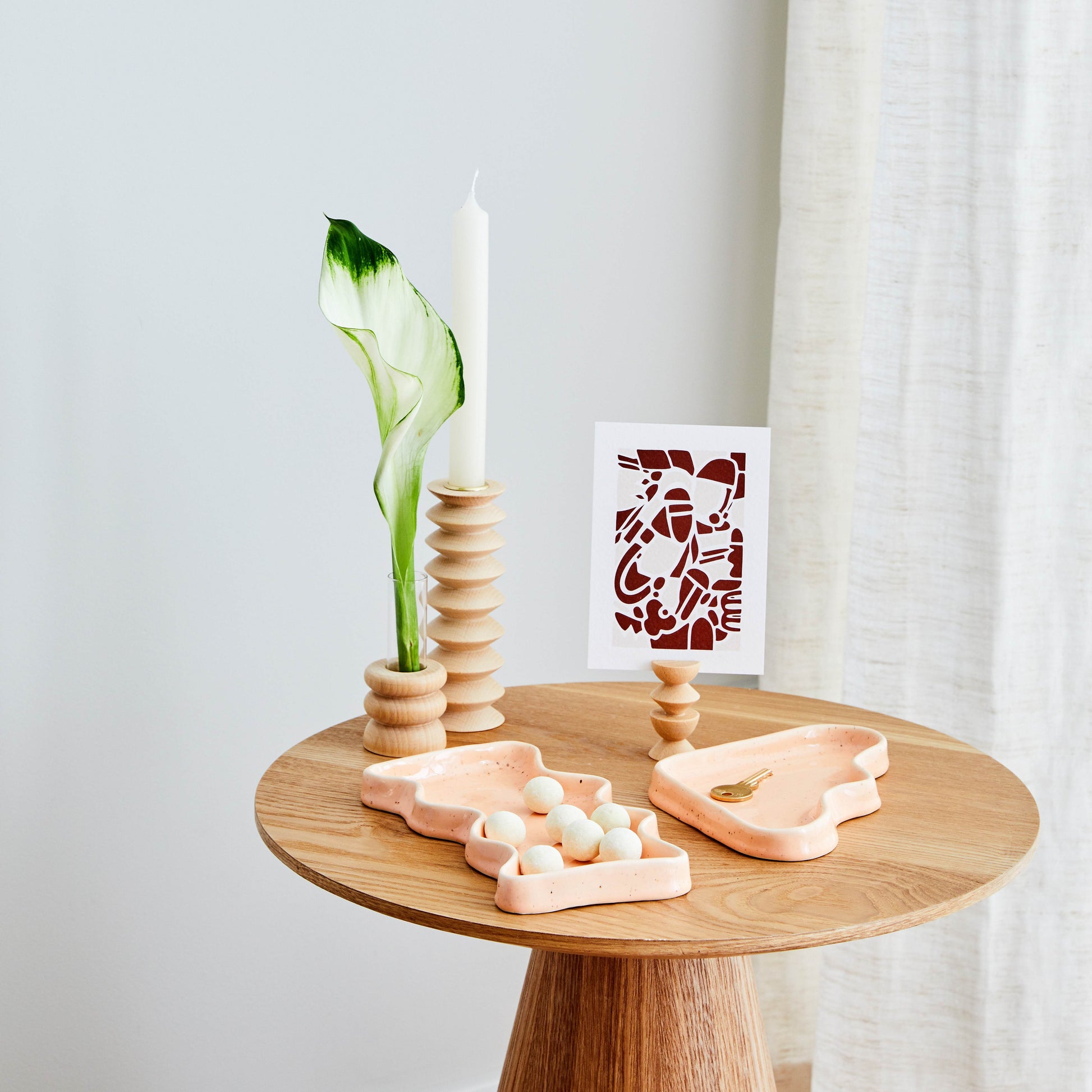 Tabuleiros cerâmicos Onda — pêssego salpicado triângulo — decoração