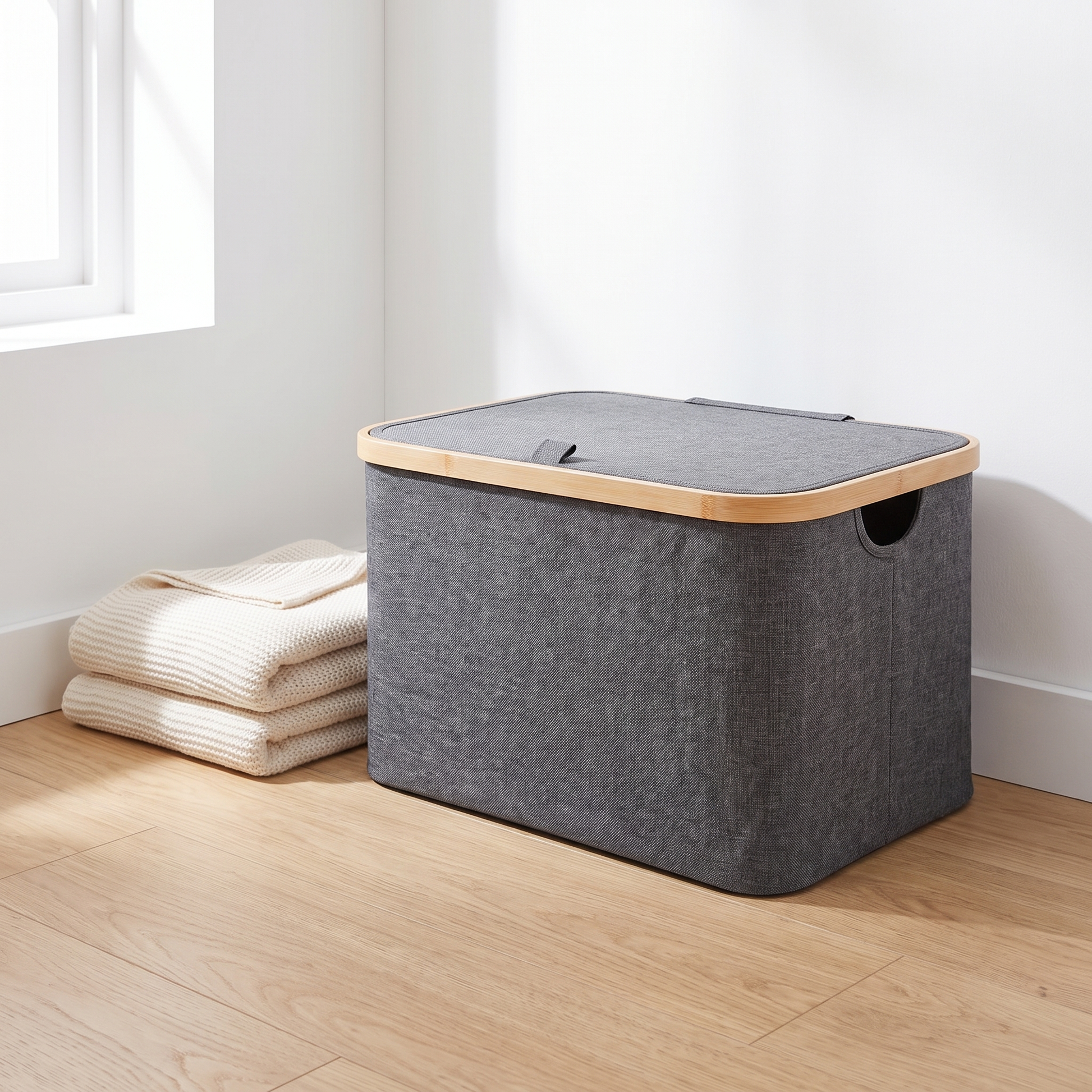 Cesto Noto cinzento num quarto moderno