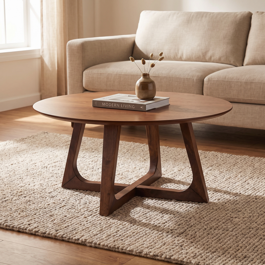 Mesa de centro Hellerup em nogueira numa sala