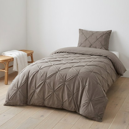 Capa de Edredão Salvador em algodão taupe com pintuck, 140 × 220 cm