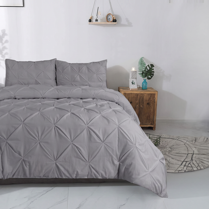 Capa de Edredão Salvador em algodão cinzento com pintuck, 200 × 220 cm, em ambiente