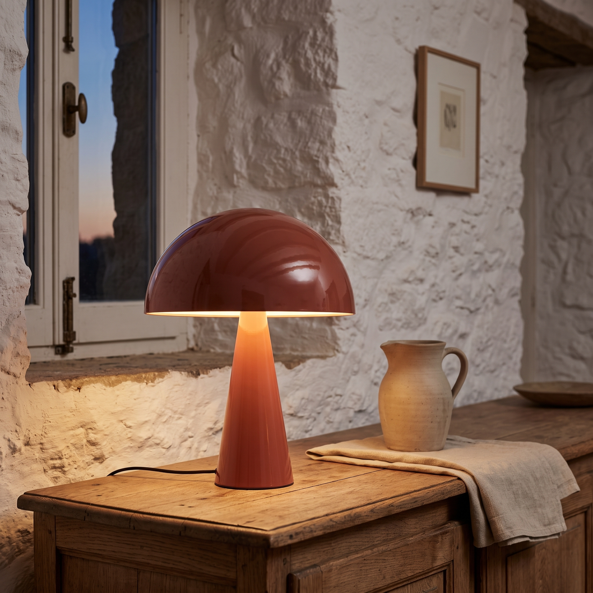 Candeeiro de Mesa Mush Mini — Vermelho — imagem de ambiente NIXOFY