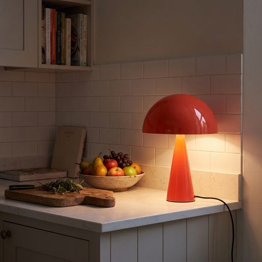 Candeeiro de Mesa Mush Mini — Vermelho Vivo — imagem de ambiente NIXOFY