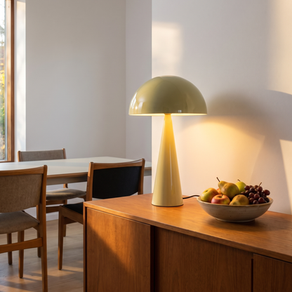 Candeeiro de Mesa Mush Alto — Areia — imagem de ambiente NIXOFY
