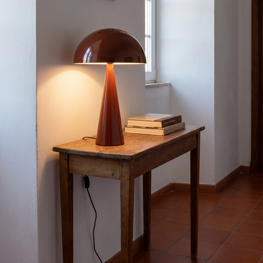 Candeeiro de Mesa Mush Alto — Castanho — imagem de ambiente NIXOFY