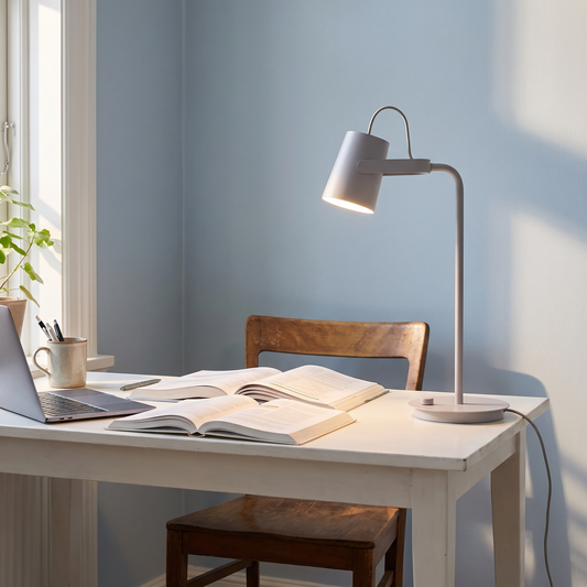 Candeeiro de Secretária Ardent em Ferro, Cinzento Claro — 35 × 20 × 54 cm — ambiente