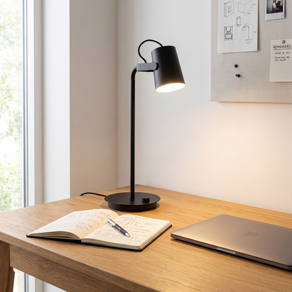 Candeeiro de Secretária Ardent em Ferro, Preto — 35 × 20 × 54 cm — ambiente