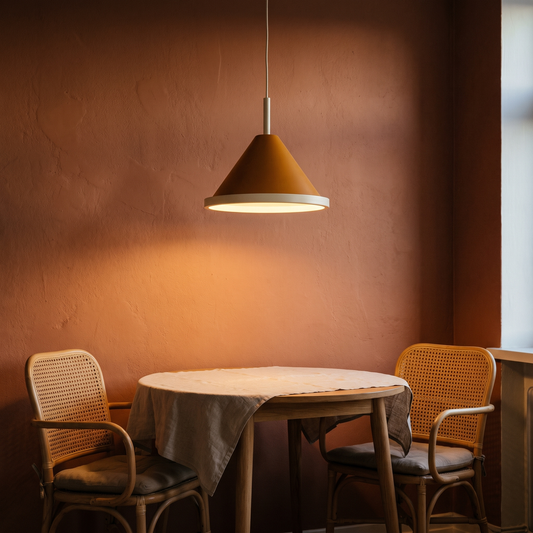 Candeeiro Suspenso Crayon em Ferro, Âmbar — Ø 35 × 38 cm — ambiente