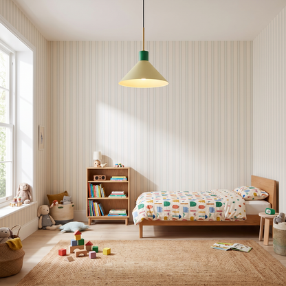 Candeeiro Suspenso Crayon em Ferro, Amarelo-Claro e Verde — Ø 35 × 38 cm — ambiente