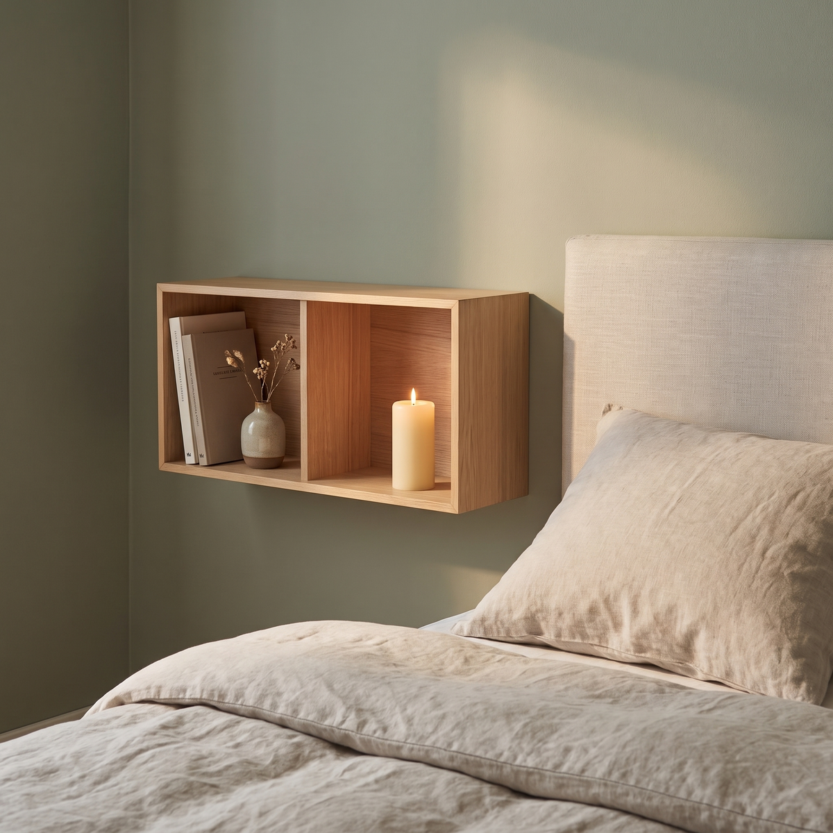 Prateleira de Parede Collect em Carvalho, Natural — 61 × 20 × 30 cm — ambiente
