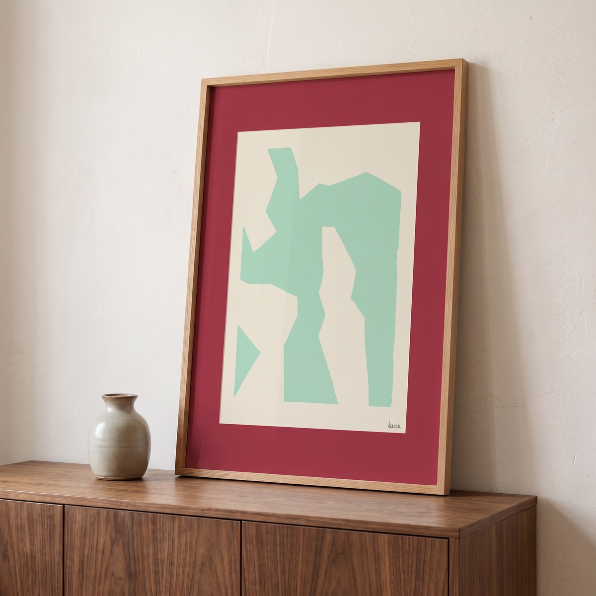 Moldura Studio em Carvalho com Impressão Artística, Natural — 70 × 100 cm — ambiente