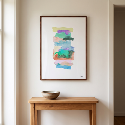 Moldura Focal em Nogueira com Vidro e Impressão Artística — 50 × 70 cm — ambiente