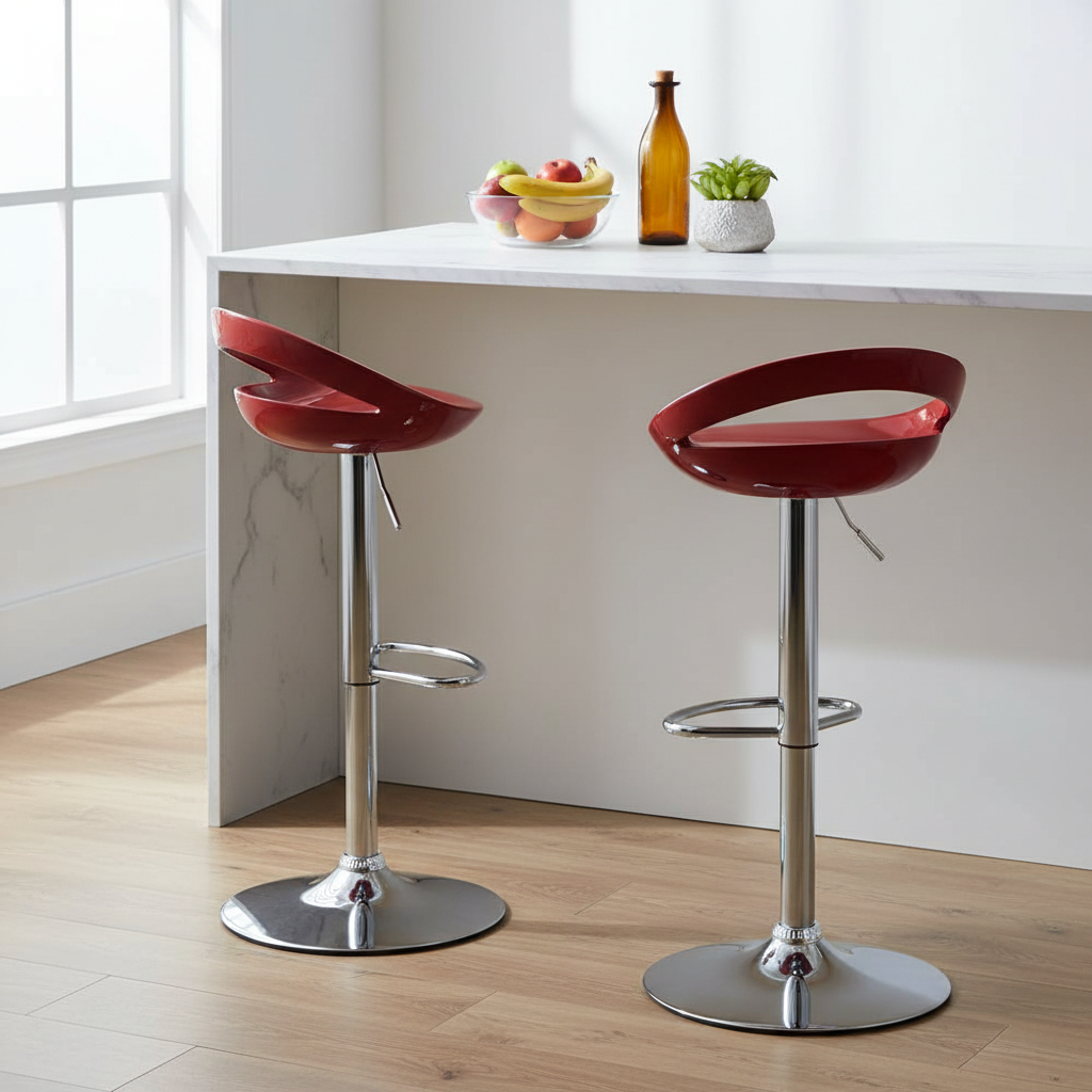 Set of 2 Kitti Bar Stools — Burgundy