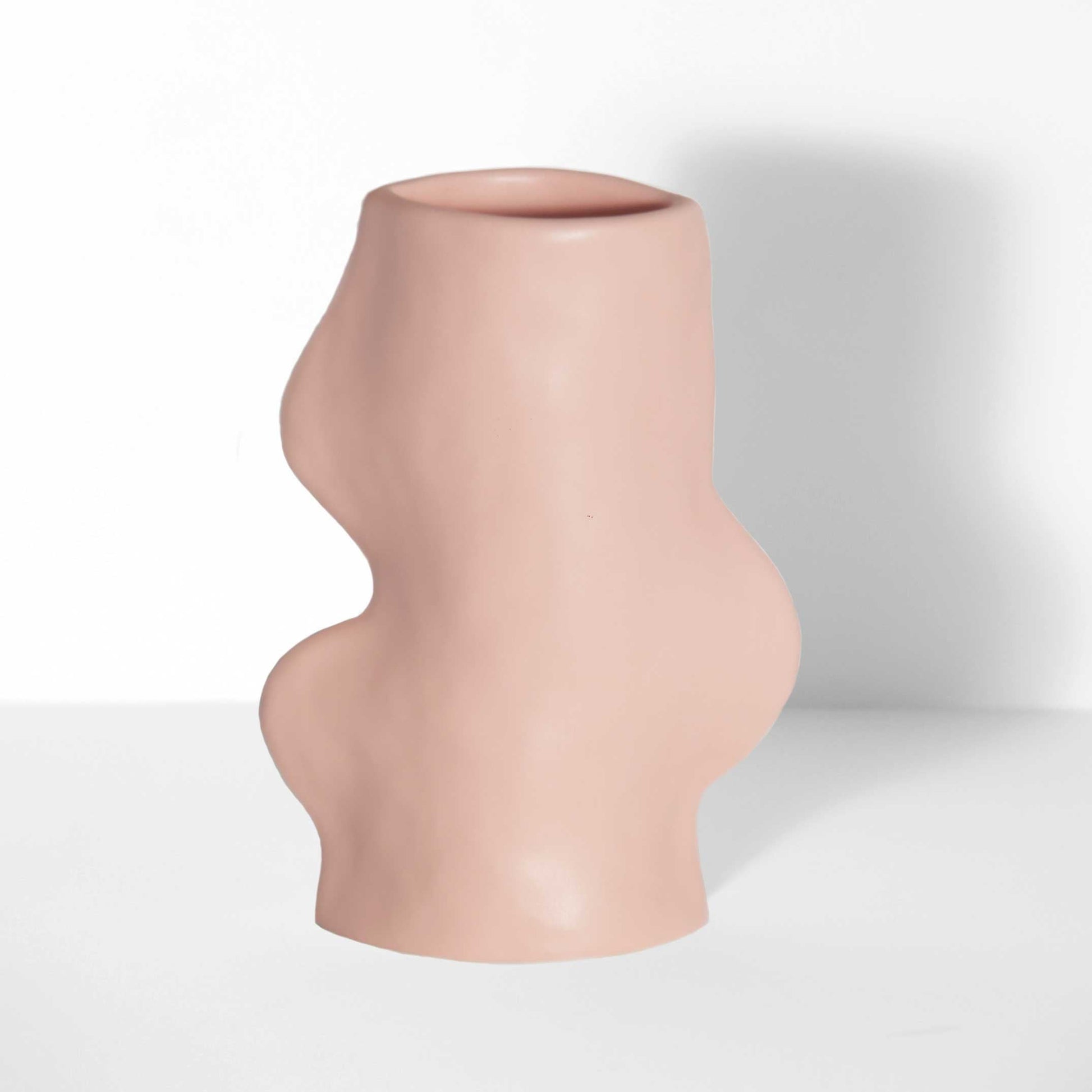Vaso cerâmico Fluxo Médio Rosa — design orgânico português