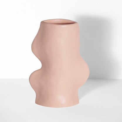 Vaso cerâmico Fluxo Médio Rosa — design orgânico português
